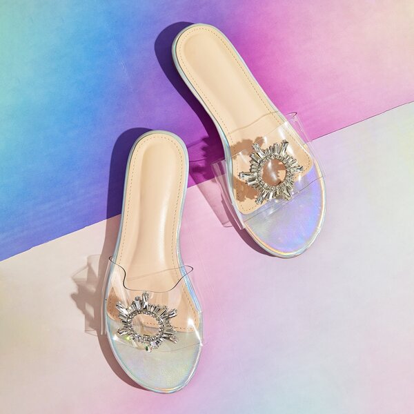 

Clear Rhinestone Detail Sliders, Light grey