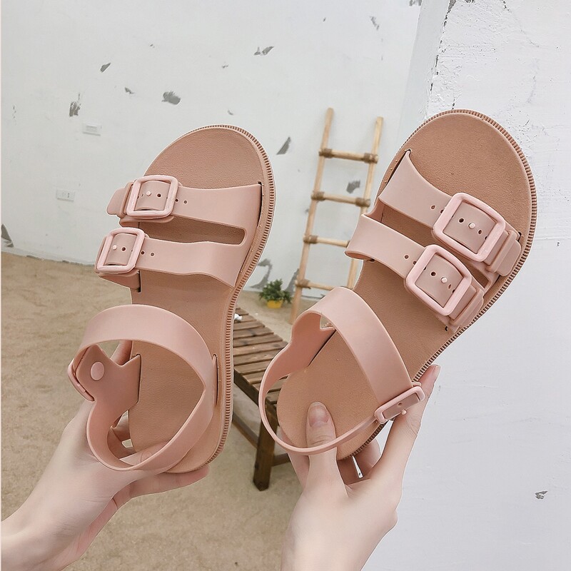 

Buckle Strap Midform Sandals, Pink