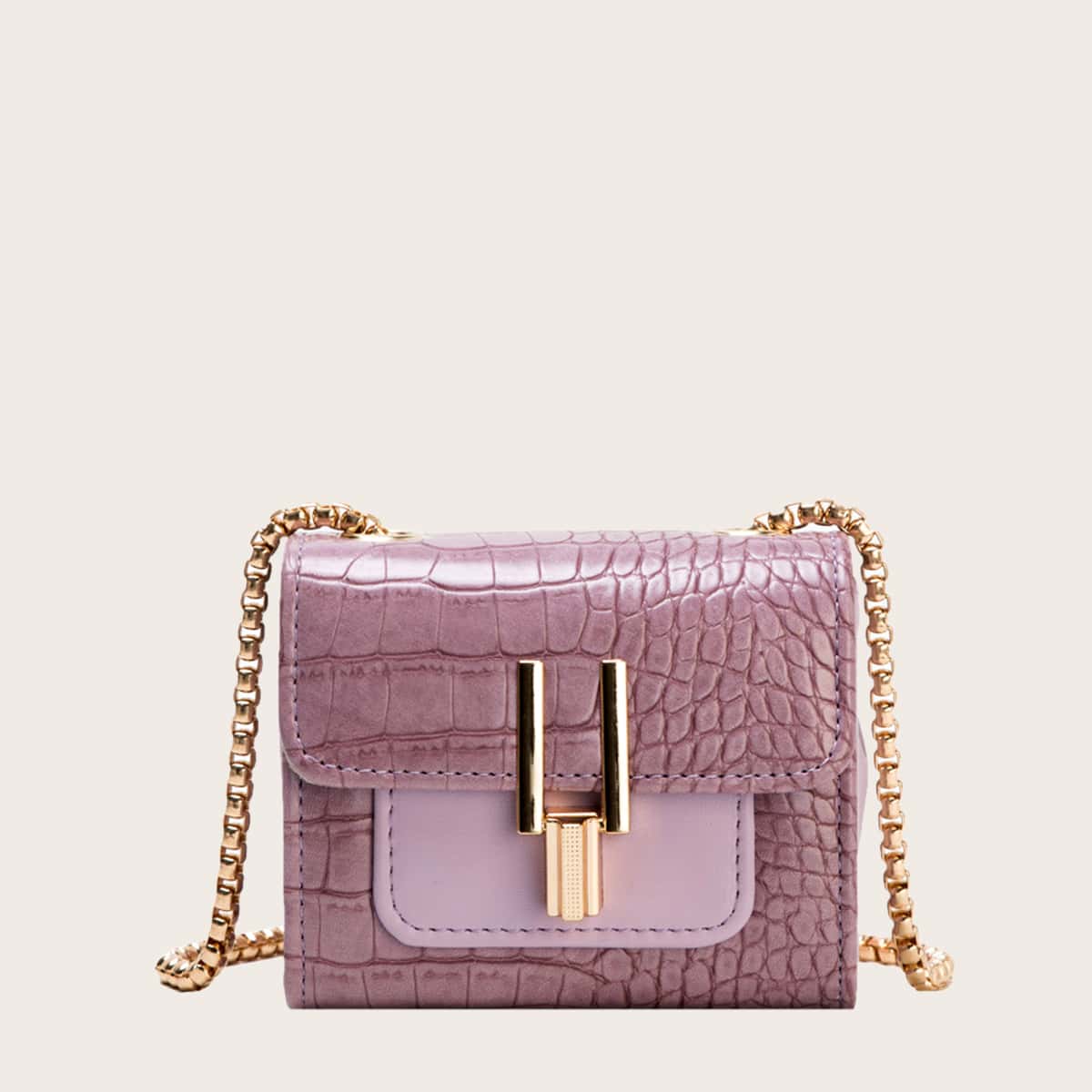

Croc Embossed Flap Crossbody Bag, Purple