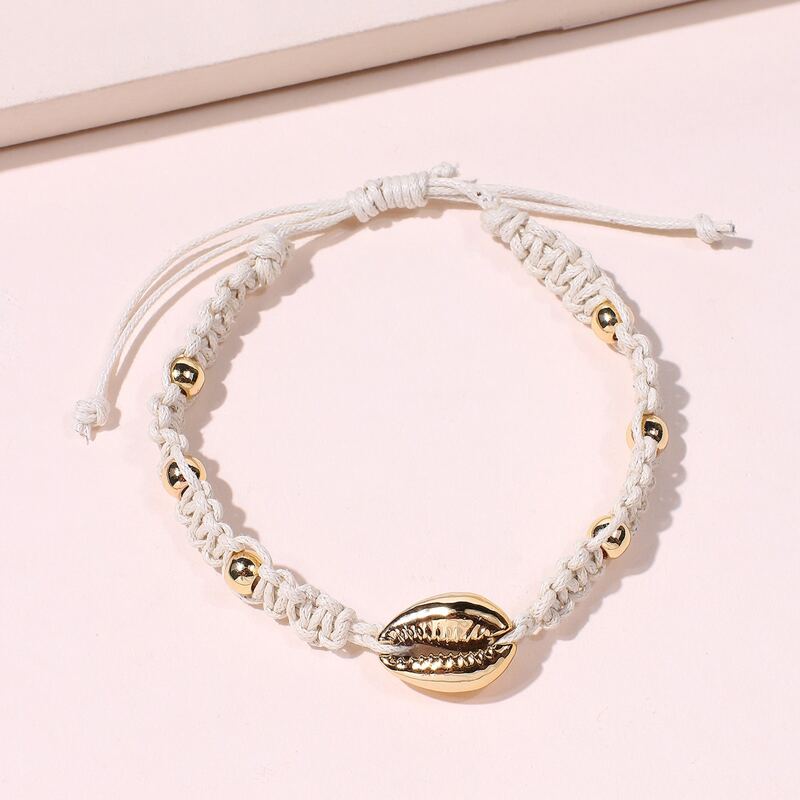 

1pc Braided Shell Anklet, White