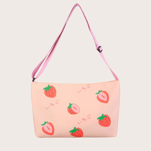 

Girls Strawberry Graphic Crossbody Bag, Pink