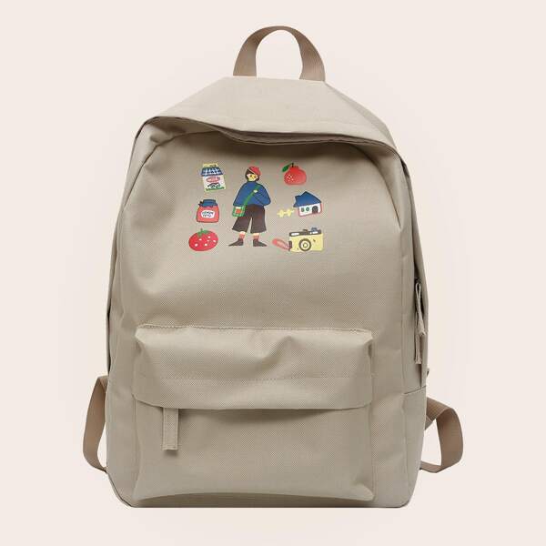 

Cartoon Graphic Backpack, Khaki