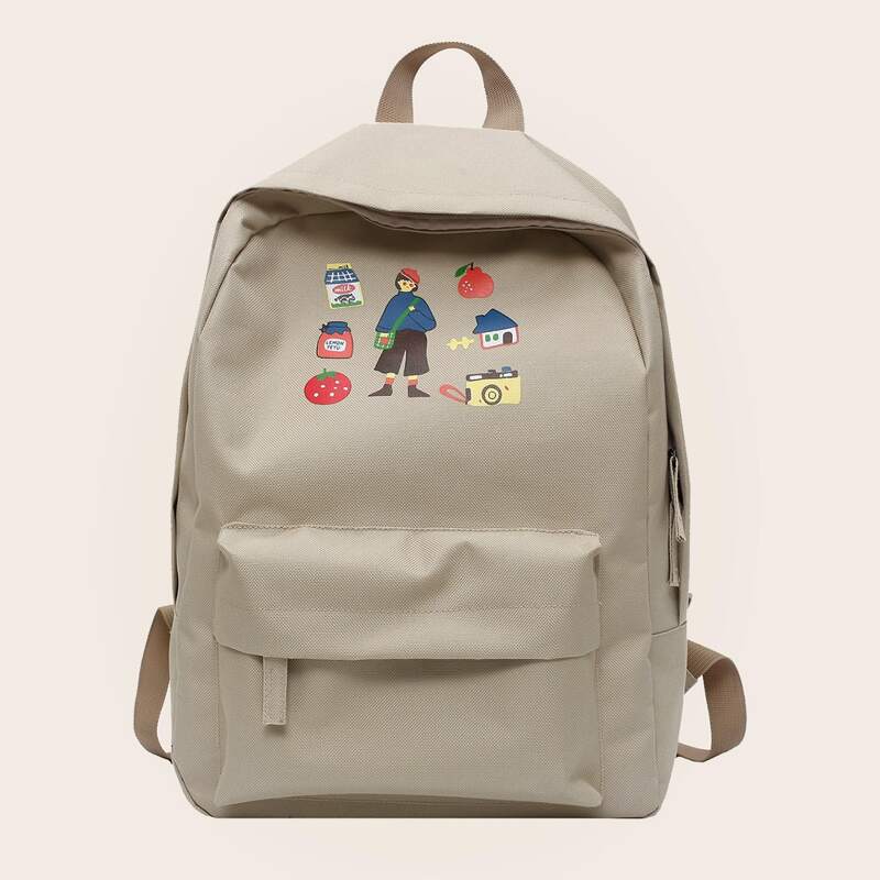 

Cartoon Graphic Backpack, Khaki