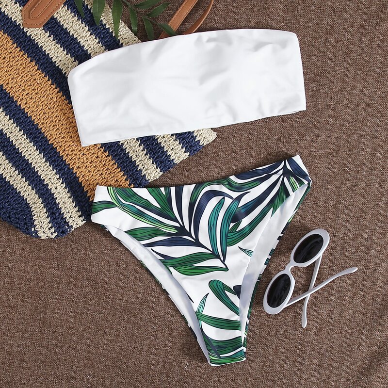 

Tropical Bandeau Bikini Swimsuit, Multicolor