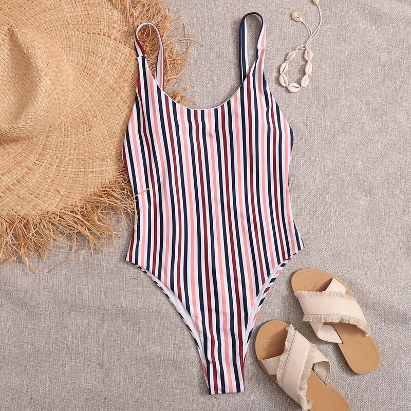 

Striped One Piece Swimsuit, Multicolor