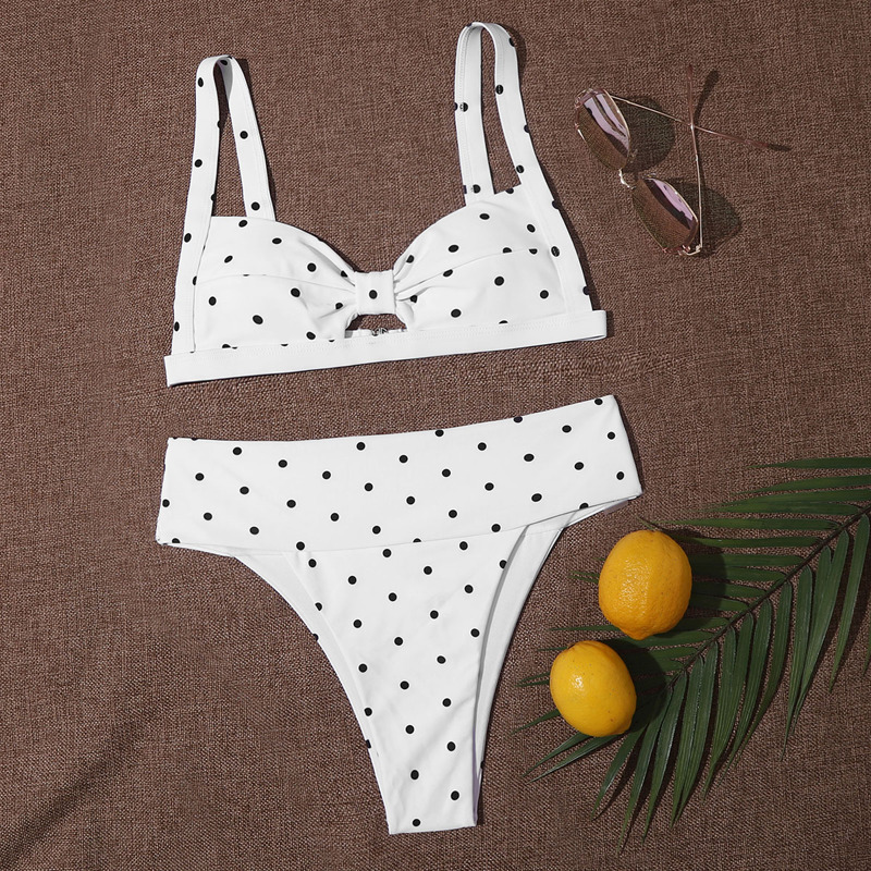 

Polka Dot Bikini Swimsuit, White
