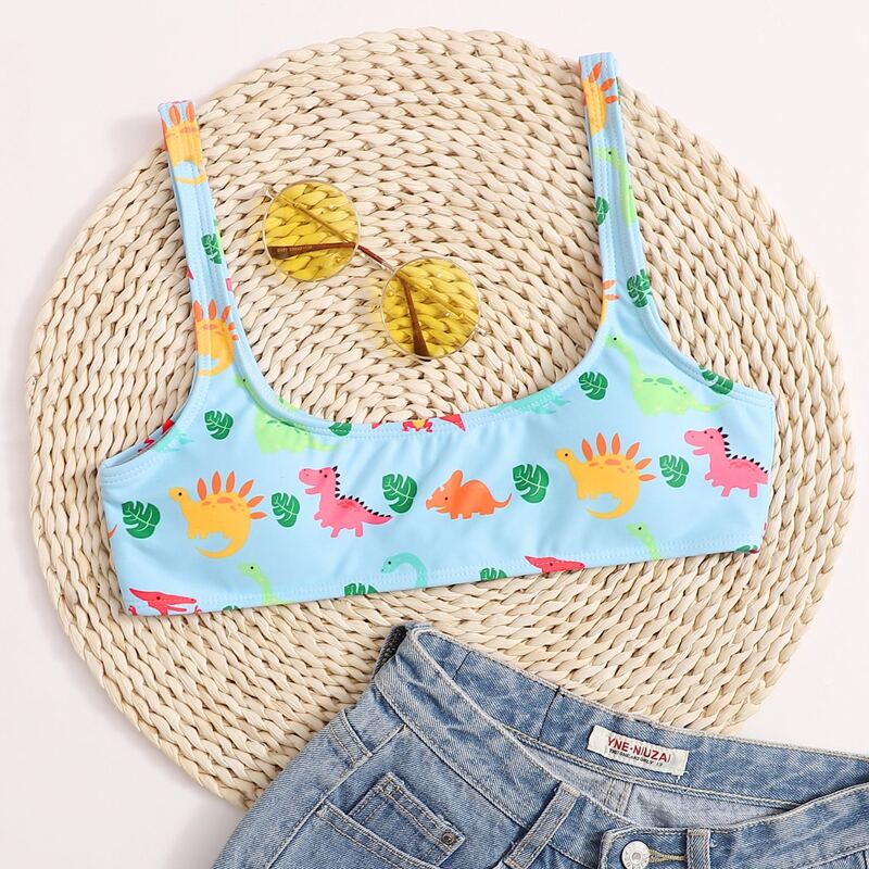 

Cartoon Dinosaur Bikini Top, Blue
