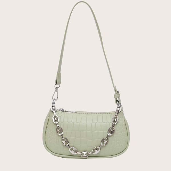 

Minimalist Tote Bag With Chain Handle, Green