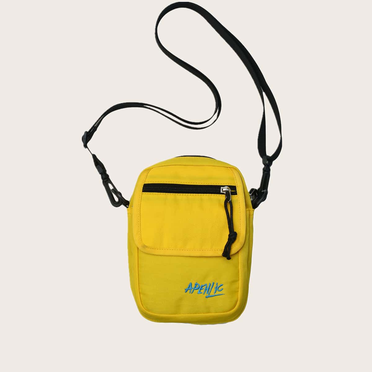 

Letter Embroidery Crossbody Bag, Yellow