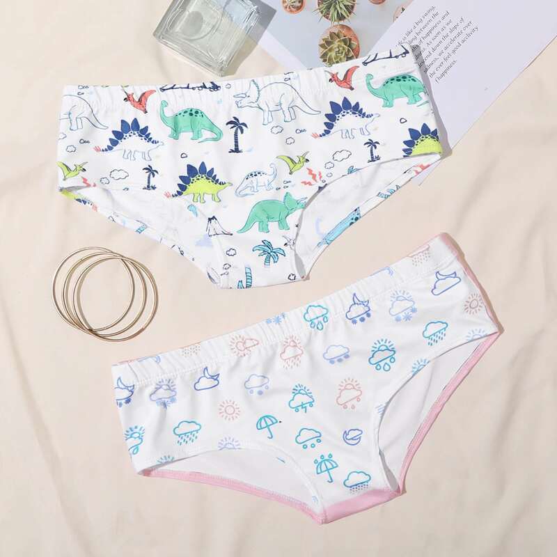 

2pack Cartoon Graphic Panty Set, White