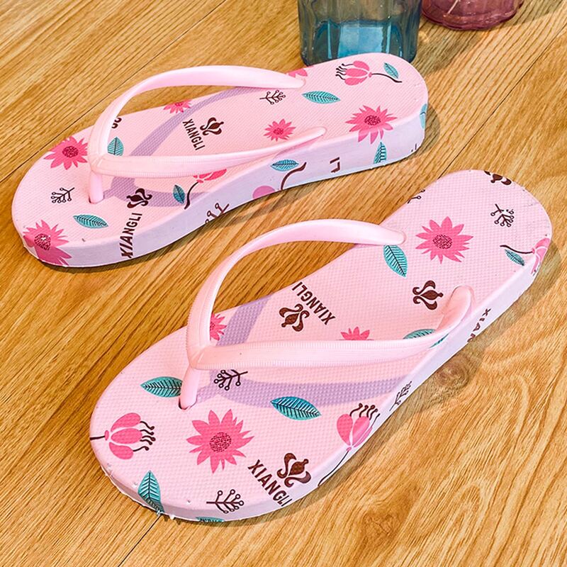 

Flower Pattern Flip Flops, Pink
