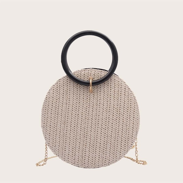

Braided Round Shaped Satchel Bag, Beige