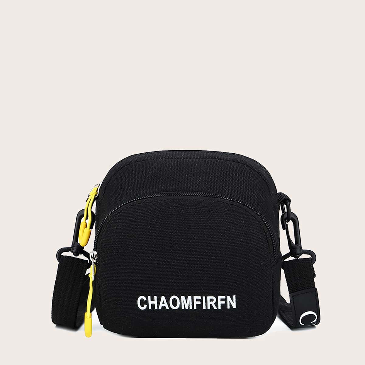 

Letter Graphic Crossbody Bag, Black