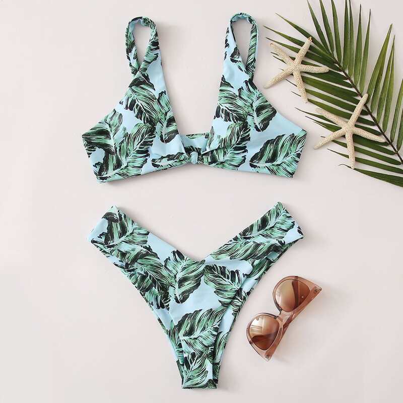 

Tropical High Leg Bikini Swimsuit, Multicolor