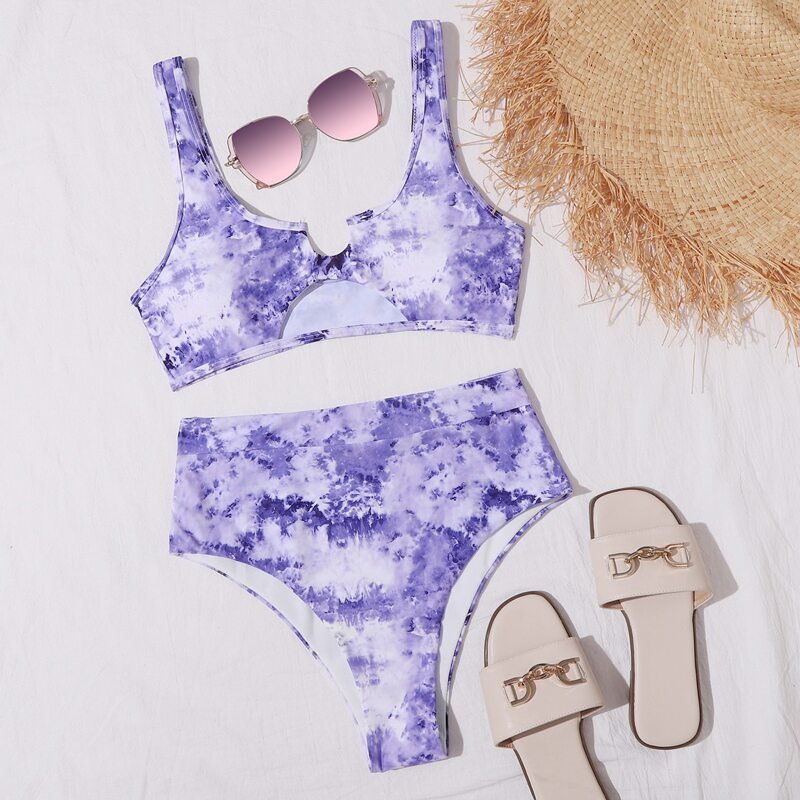 

Tie Dye High Waist Bikini Swimsuit, Multicolor