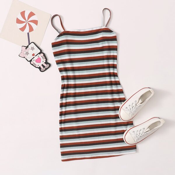 

Girls Striped Rib-knit Dress, Multicolor