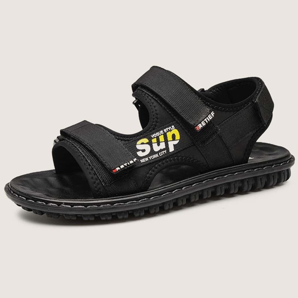 

Men Letter Graphic Sandals, Black