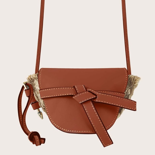 

Bow Decor Crossbody Bag, Brown