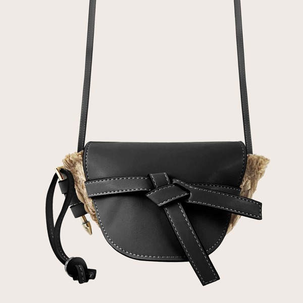 

Bow Decor Crossbody Bag, Black