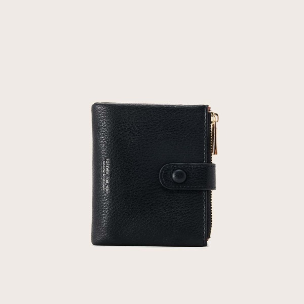 

Double Zip Detail Purse With Card Holder, Black