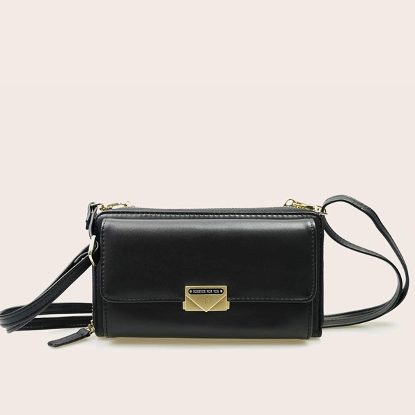 

Minimalist Flap Crossbody Bag, Black