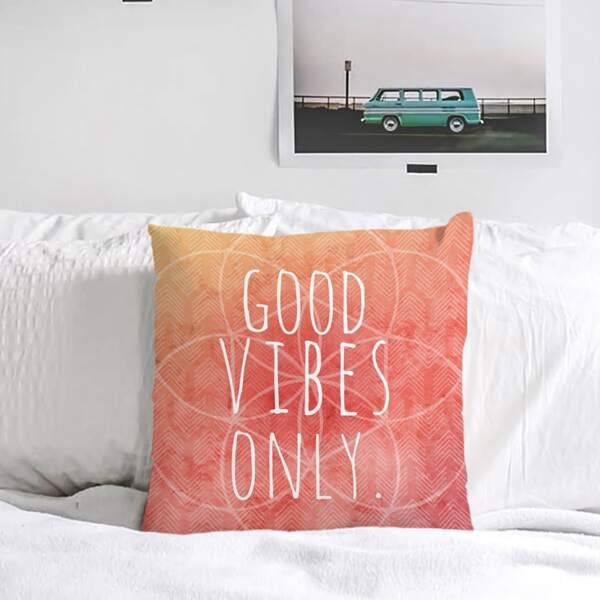 

1pc Slogan Graphic Cushion Cover Without Filler, Pink
