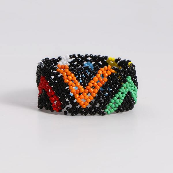 

Geometric Pattern Beaded Bracelet, Multicolor