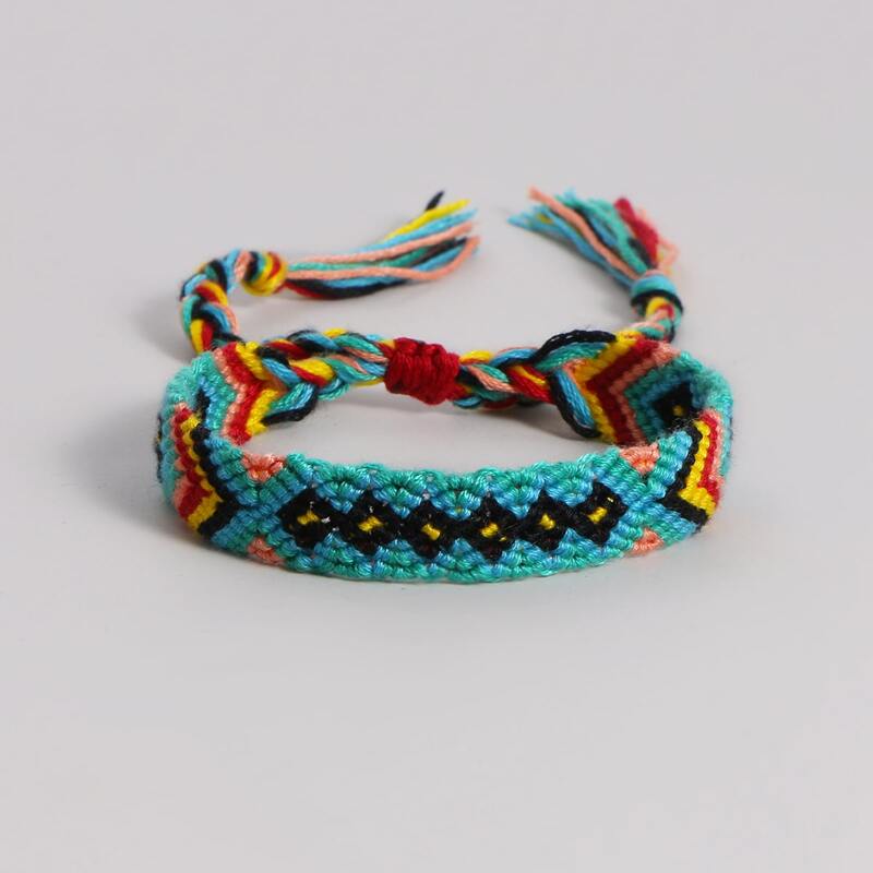 

Geometric Pattern Braided Bracelet, Blue