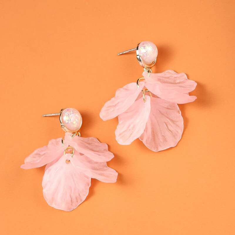 

Shell Charm Drop Earrings, Pink