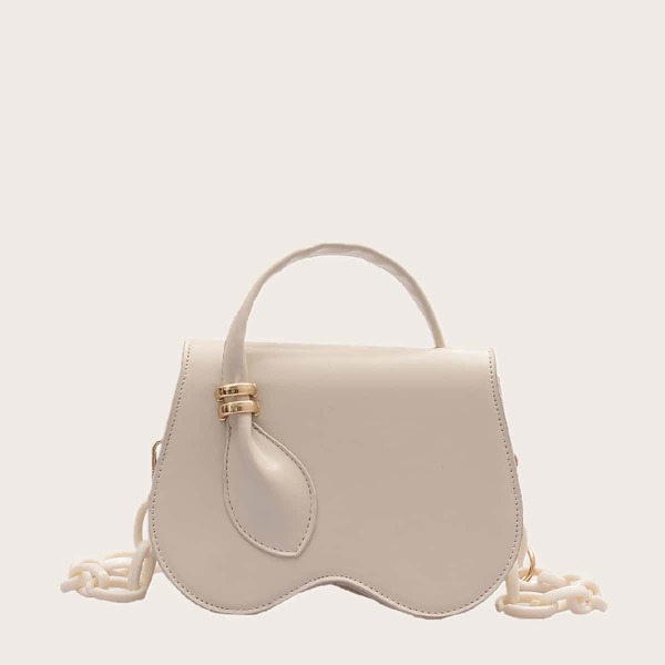 

Minimalist Flap Chain Satchel Bag, Beige