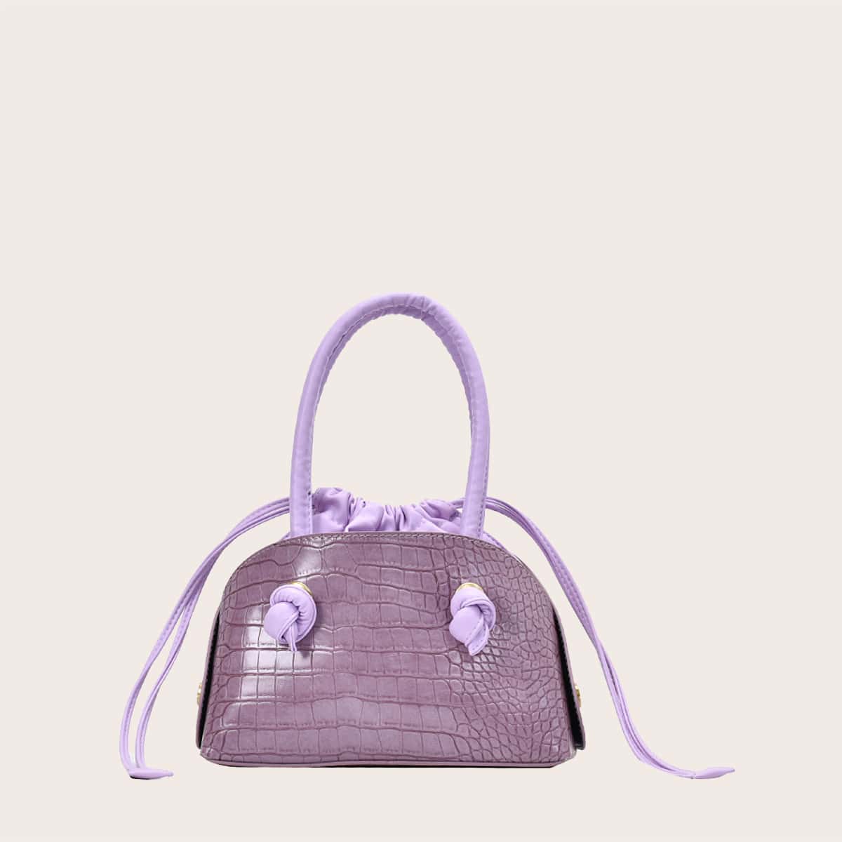 

Croc Embossed Satchel Bag, Purple