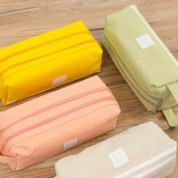 

1pc Plain Pencil Case, Multicolor