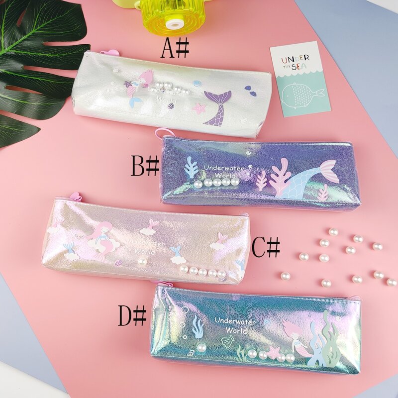 

1pc Mermaid Print Pencil Case, Multicolor