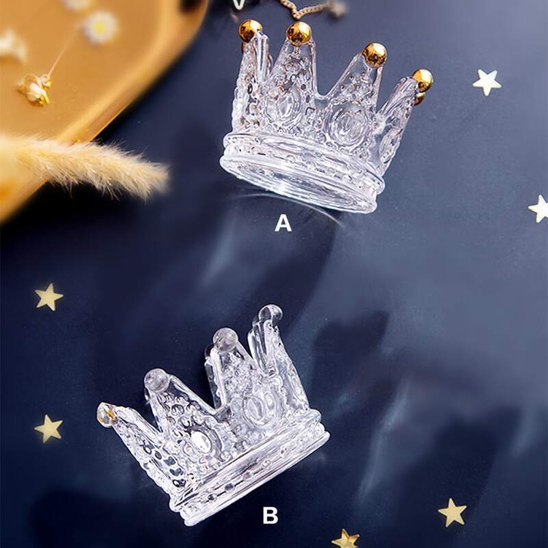 

1pc Crown Design Clear Candle Holder, White
