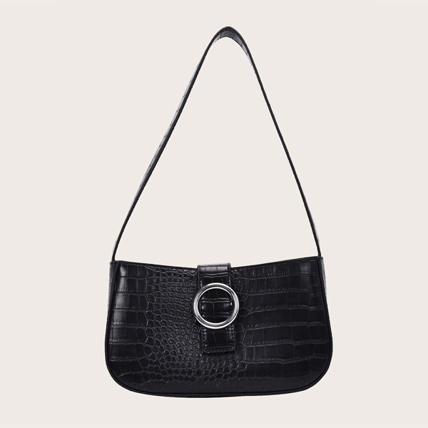 

Croc Embossed Tote Bag, Black