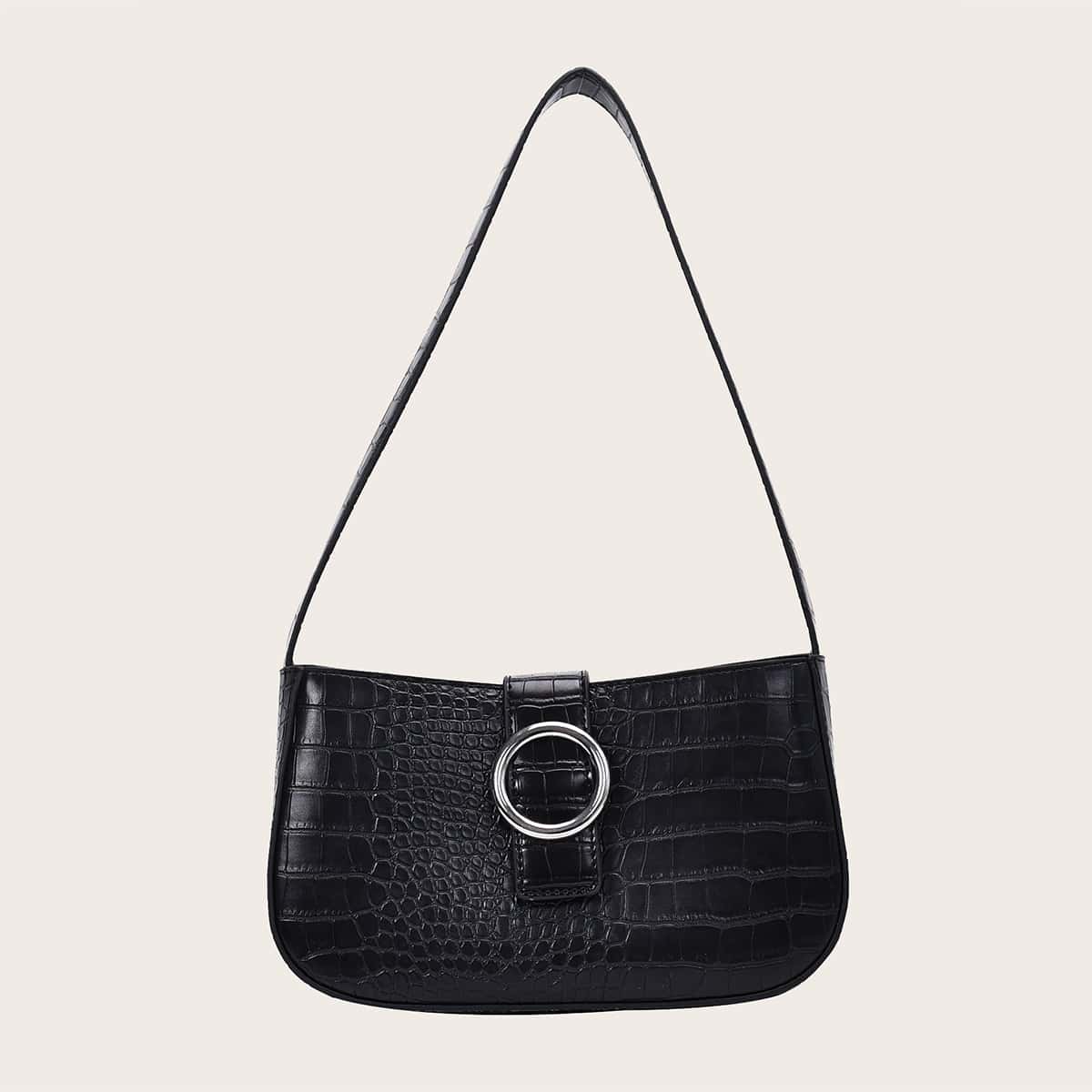 

Croc Embossed Tote Bag, Black