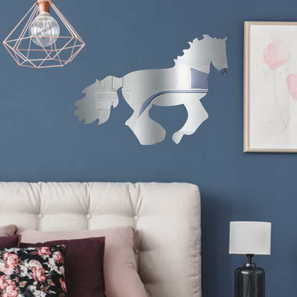 

1pc Horse Mirror Surface Wall Sticker, Silver