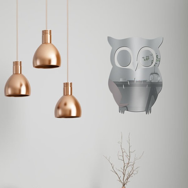 

1pc Owl Mirror Surface Wall Sticker, Multicolor