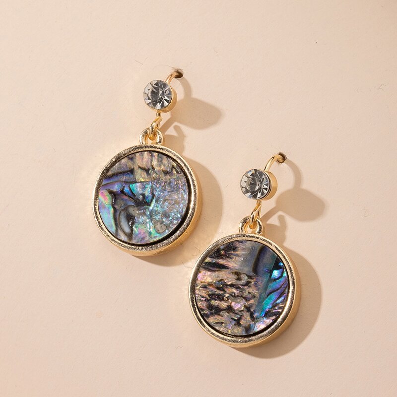 

Round Shell Drop Earrings, Multicolor