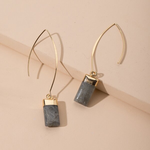 

Natural Stone Drop Earrings, Grey