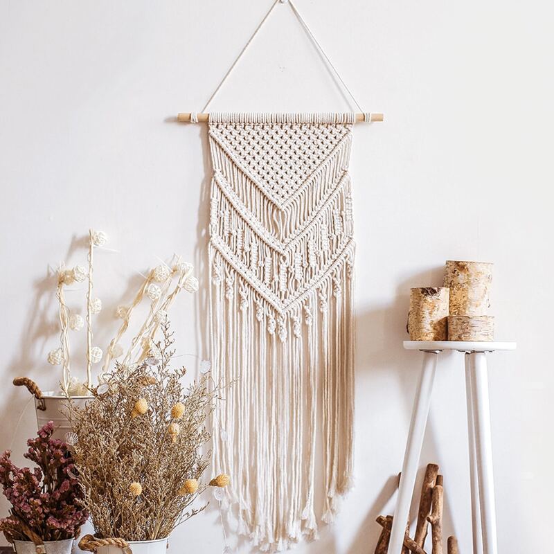 

1pc Woven Tassel Hanging Decor, Beige