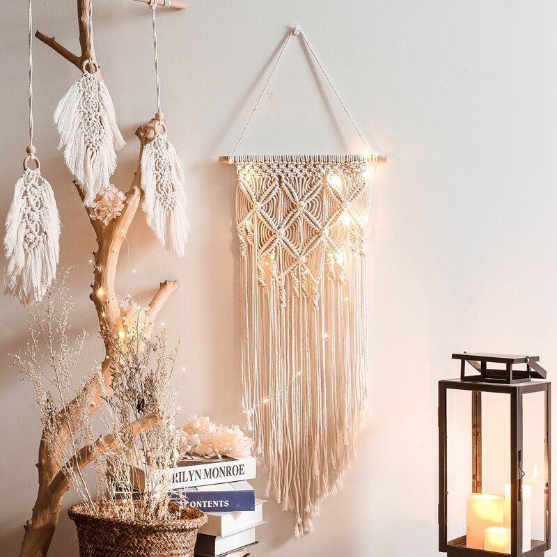 

1pc Woven Tassel Hanging Decor, White