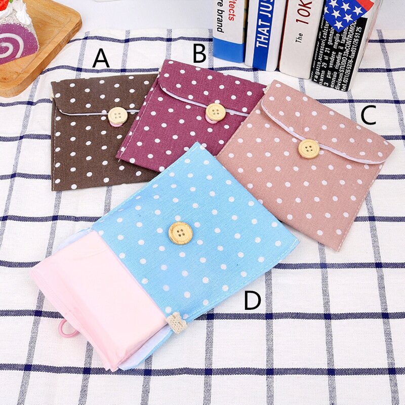 

1pc Polka Dot Print Sanitary Napkin Storage Bag, Multicolor