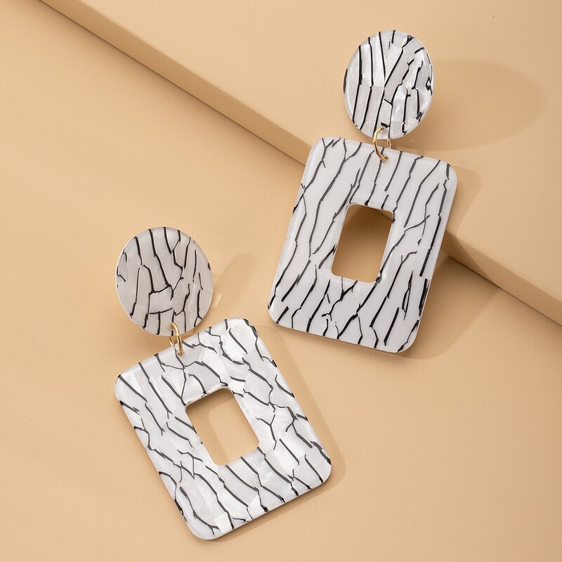 

Geo Drop Earrings, White