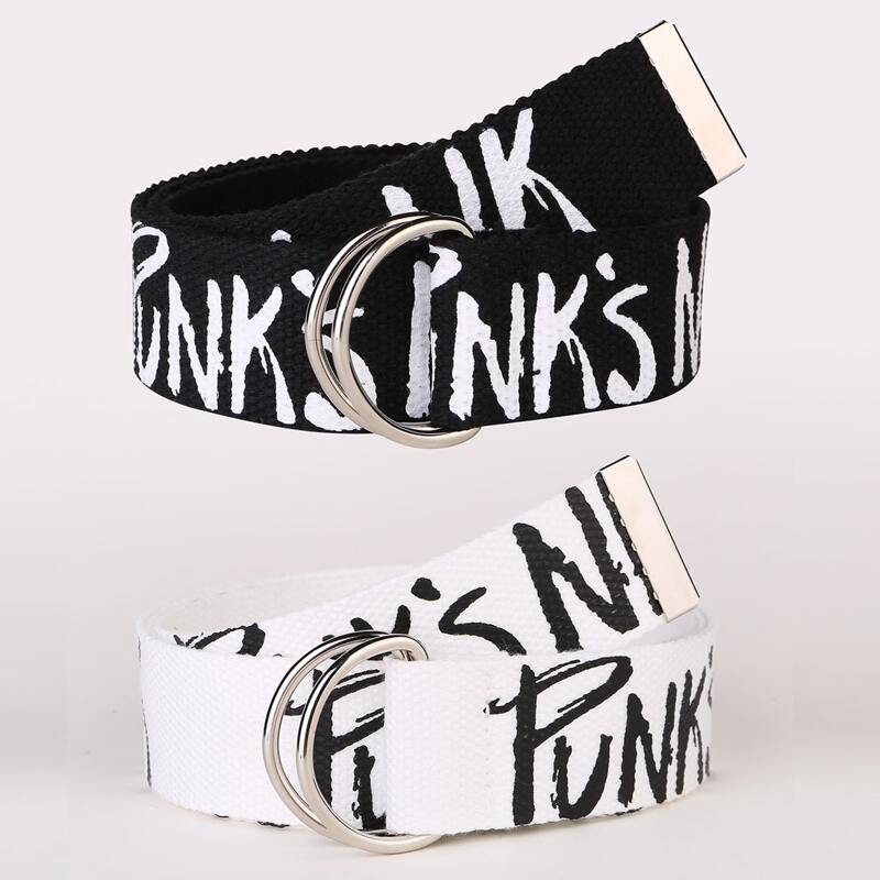 

2pcs Letter Graphic Tape Belt, Black and white