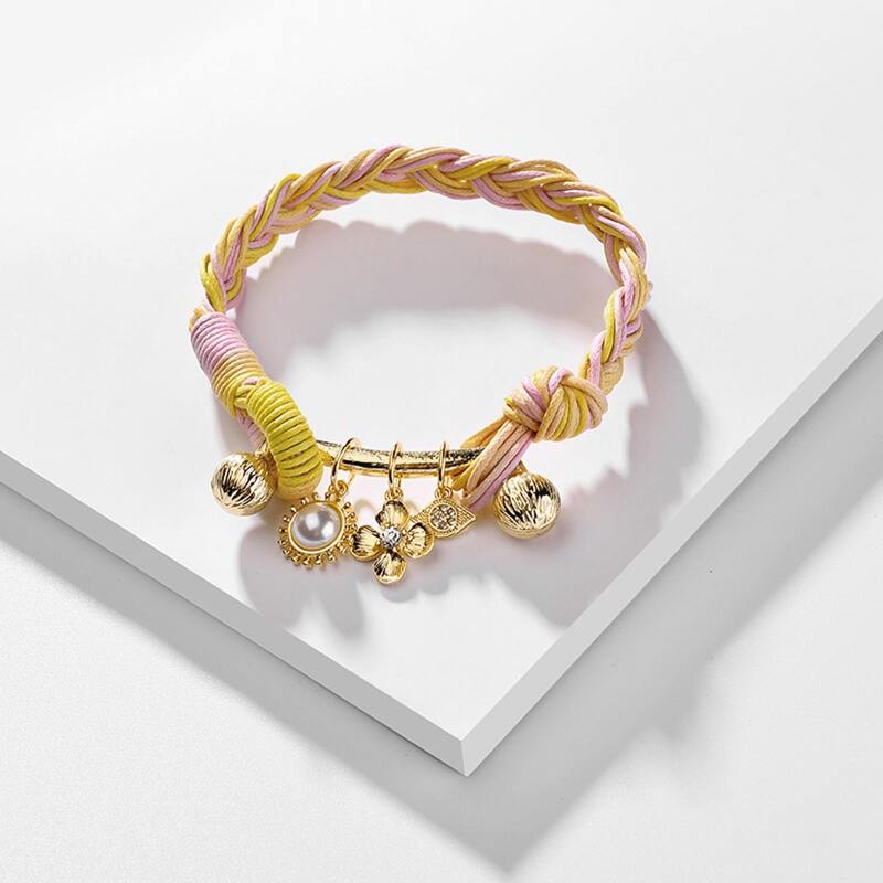 

Faux Pearl Flower Charm Bracelet, Multicolor