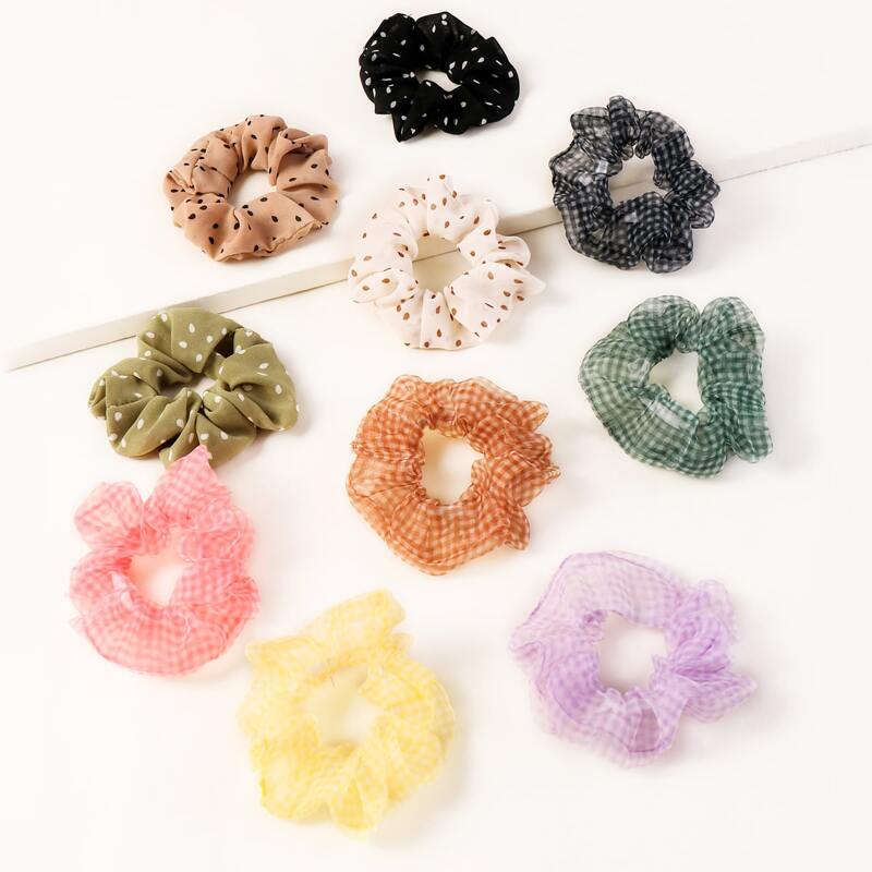 

10pcs Polka Dot Hair Tie, Multicolor