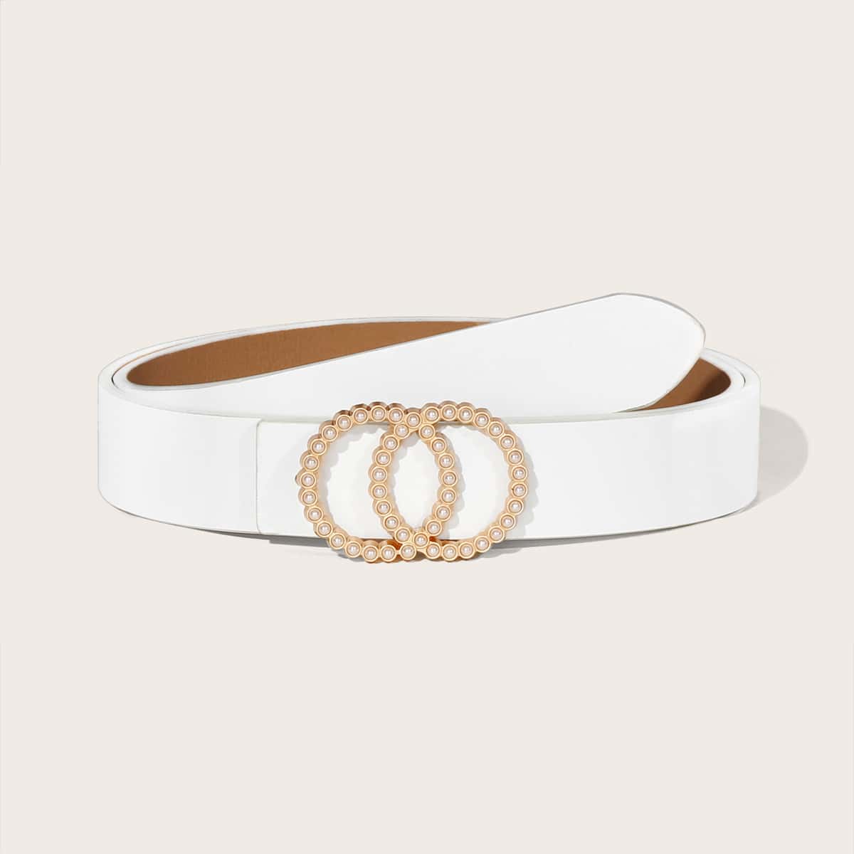 

Faux Pearl Decor Belt, White