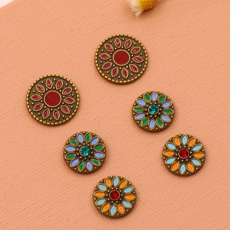 

3pairs Flower Pattern Stud Earrings, Multicolor