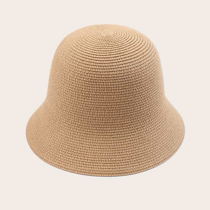 

Simple Solid Straw Hat, Brown